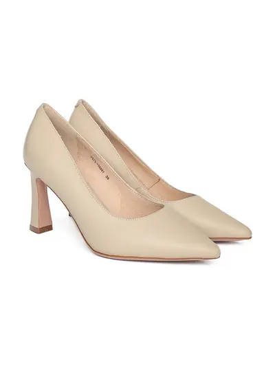 Лодочки пудрового цвета на высоком каблуке